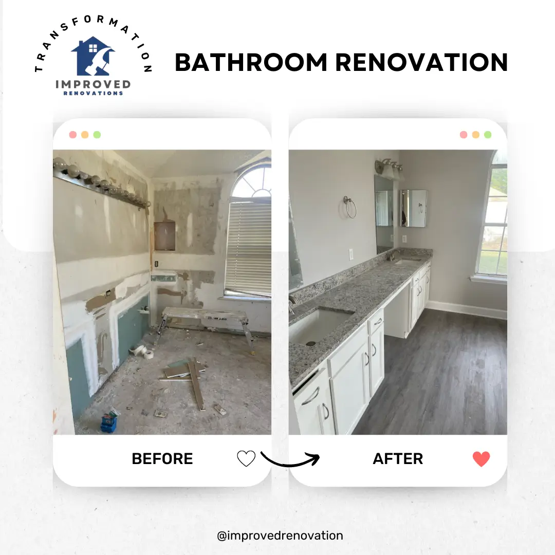 Bathroom Renovation facelift before and after transformed by Improved Renovation